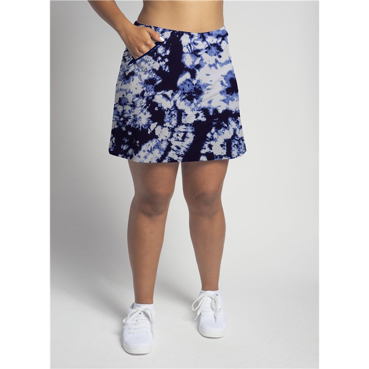 Zipper Pocket Skort - Navy Tie Dye