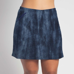 Zipper Pocket Skort - Distressed Denim front