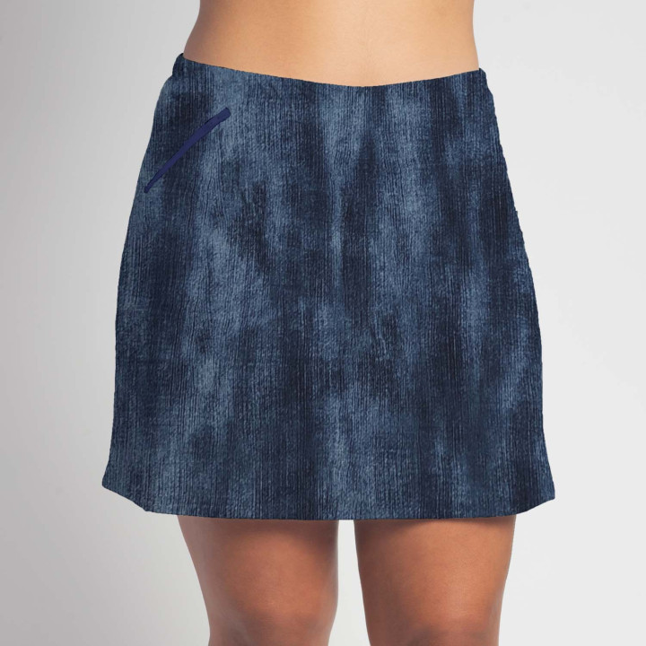 Zipper Pocket Skort - Distressed Denim front