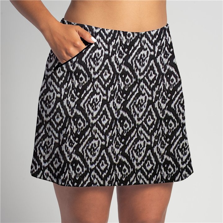 Zipper Pocket Skort - BW Tribal Ikat