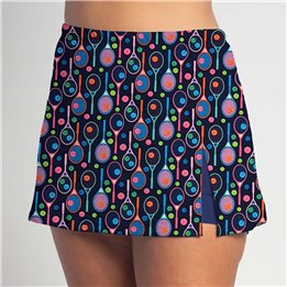 Side Slit - Bright Tennis Rackets on Navy