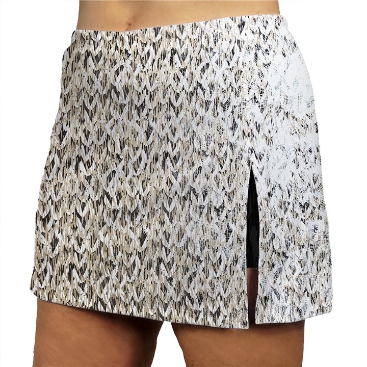 Side Slit Zipper Pocket Skort - Sand Sparkle