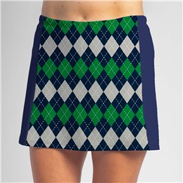 Slimming Panel Skort - Navy Green Argyle