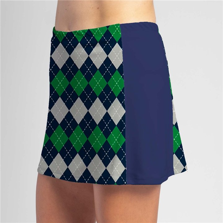 Slimming Panel Skort - Navy Green Argyle