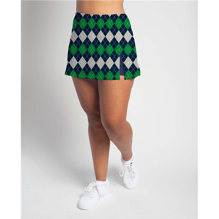 Side Slit - Navy Green Argyle