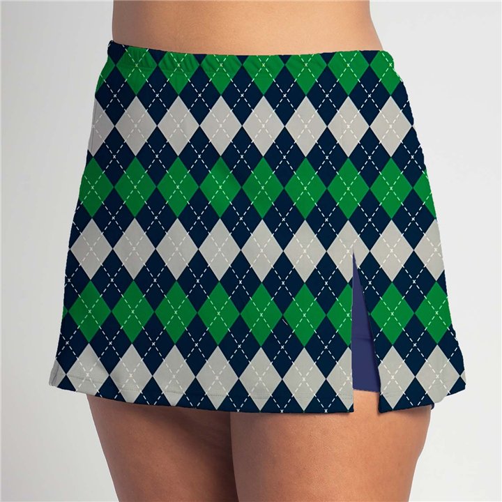 Side Slit - Navy Green Argyle