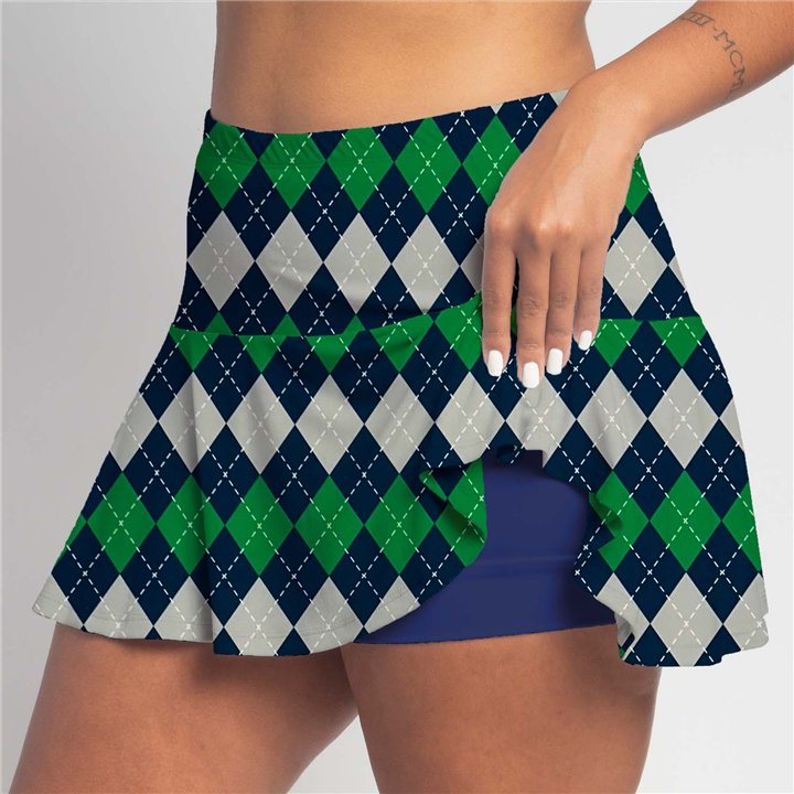 Flounce - Navy Green Argyle