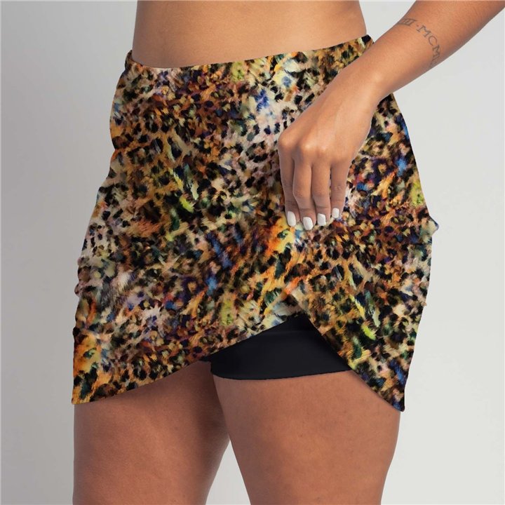 Zipper Pocket Skort - Summer Cheetah