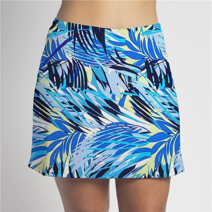 Zipper Pocket Skort - Cobalt Palm Print