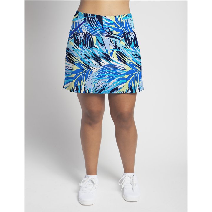Zipper Pocket Skort - Cobalt Palm Print