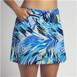 Zipper Pocket Skort - Cobalt Palm Print
