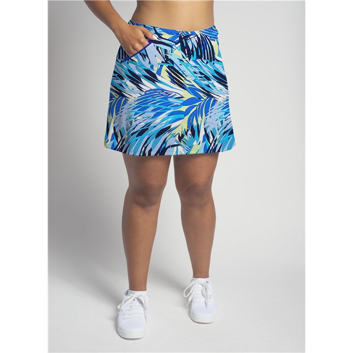 Zipper Pocket Skort - Cobalt Palm Print