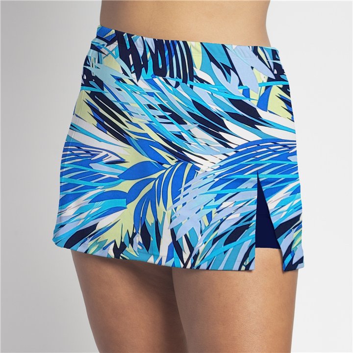 Side Slit - Cobalt Palm Print N