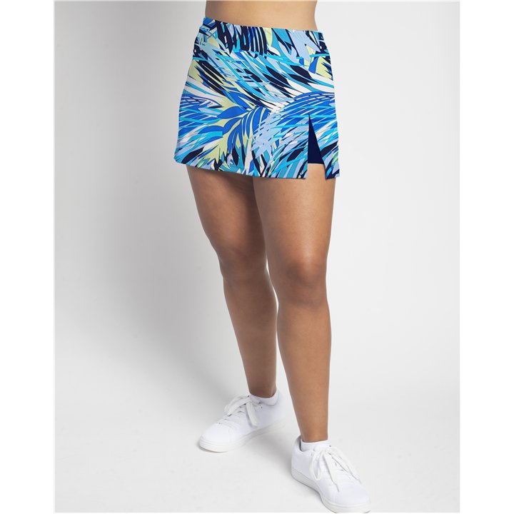 Side Slit - Cobalt Palm Print N