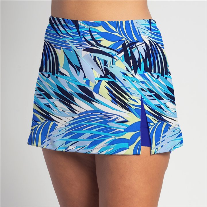 Side Slit - Cobalt Palm Print C