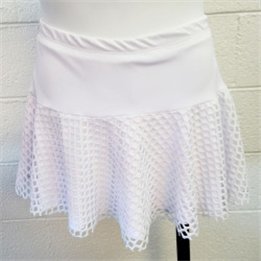 Flounce - White Diamond Mesh over White