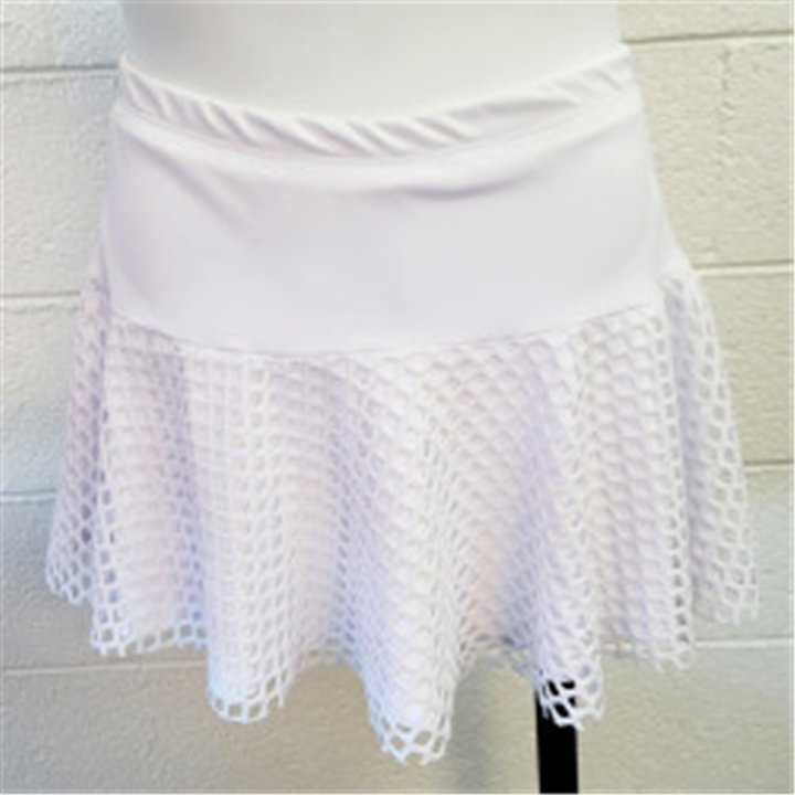 Flounce - White Diamond Mesh over White