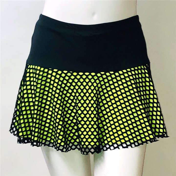 Flounce - Black Diamond Mesh over Neon Yellow