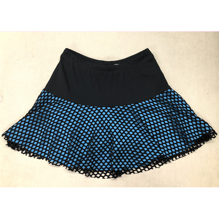 Flounce - Black Diamond Mesh over Aqua