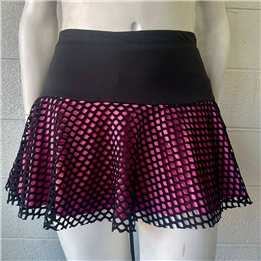 Flounce - Black Diamond Mesh over Barbie Pink