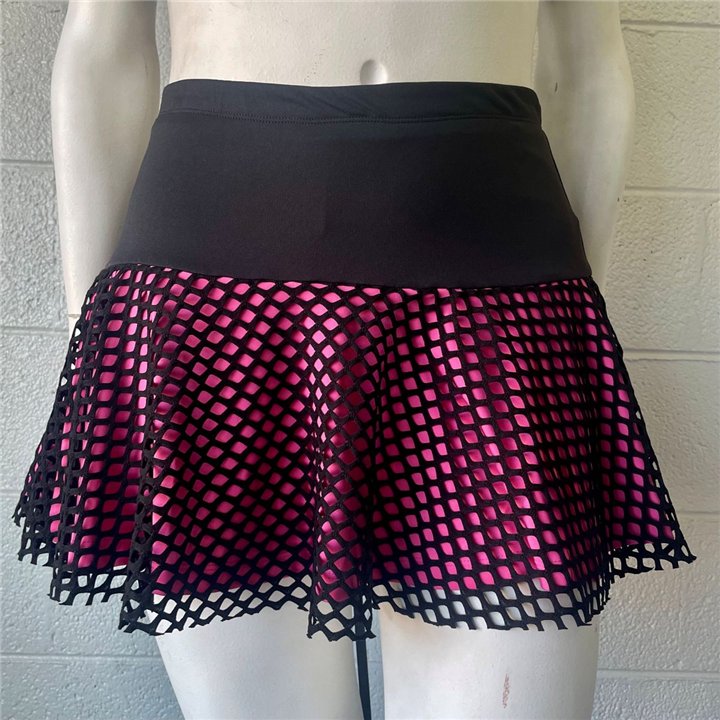 Flounce - Black Diamond Mesh over Barbie Pink