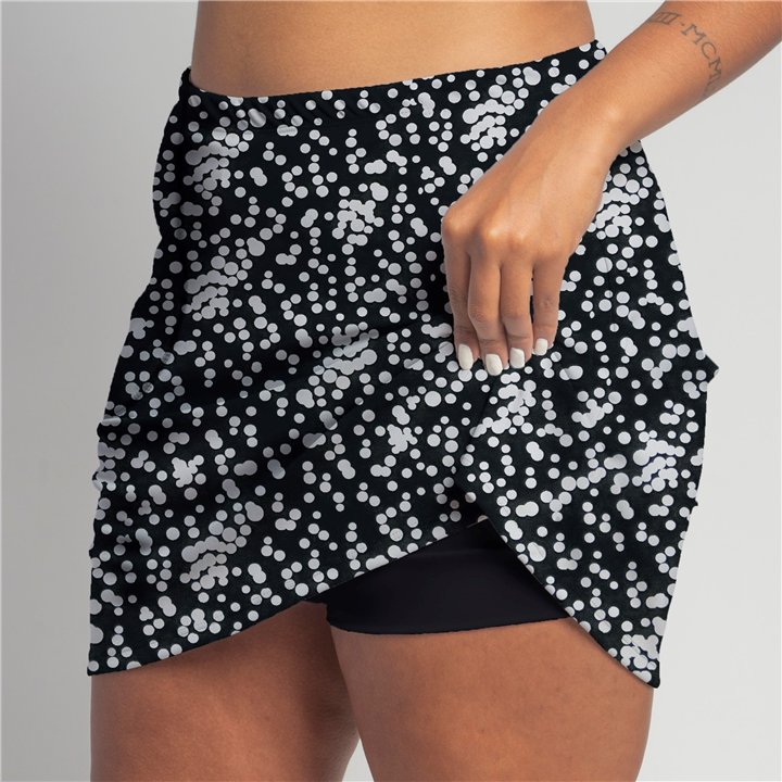 Zipper Pocket Skort - BW Scattered Dots