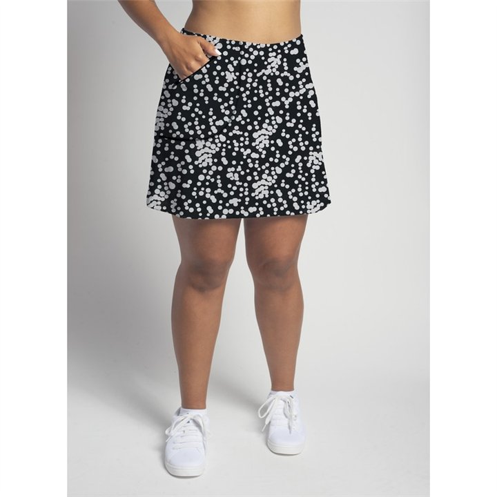 Zipper Pocket Skort - BW Scattered Dots
