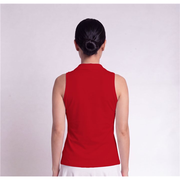 Collared Sleeveless Top - Red
