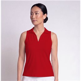 Collared Sleeveless Top - Red