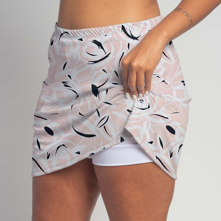 Zipper Pocket Skort - Pink Petals