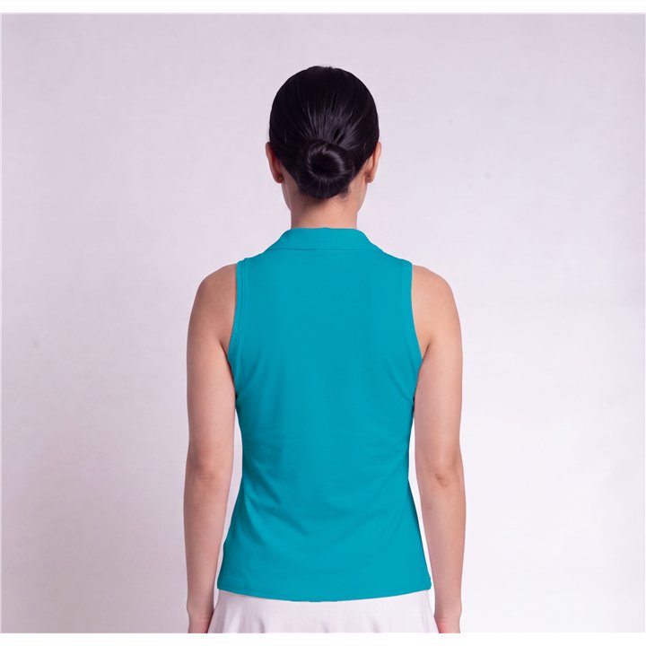 Collared Sleeveless Top - Aqua
