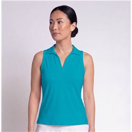 Collared Sleeveless Top - Aqua