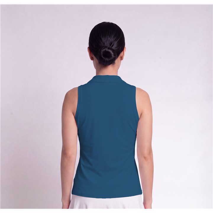 Collared Sleeveless Top - Peacock Teal