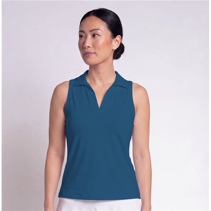 Collared Sleeveless Top - Peacock Teal