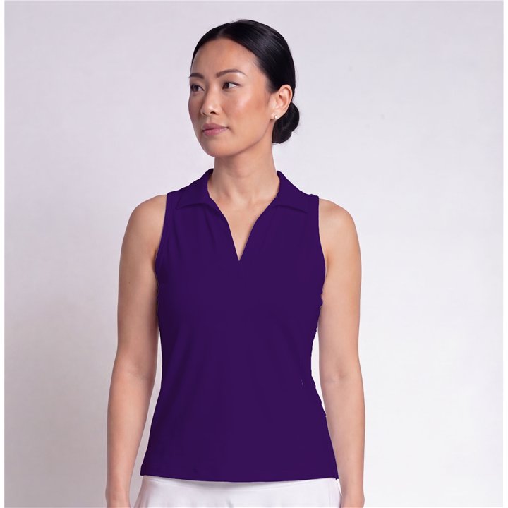 Collared Sleeveless Top - Grape Purple