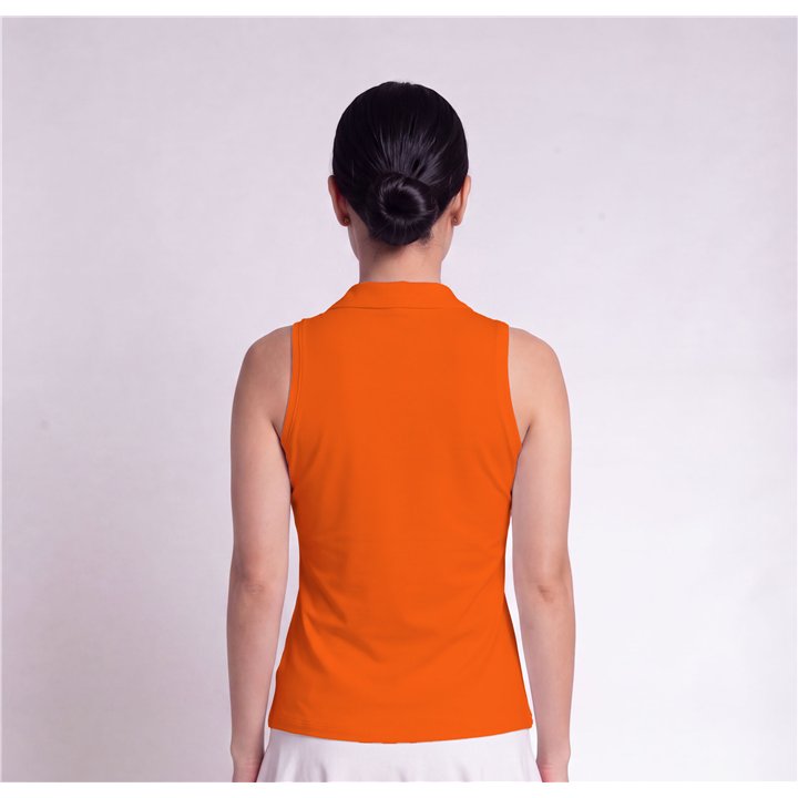 Collared Sleeveless Top - Tangerine Orange