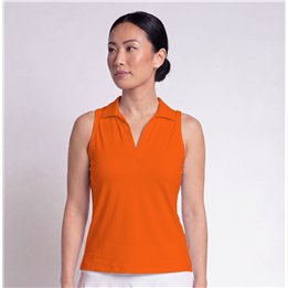 Collared Sleeveless Top - Tangerine Orange