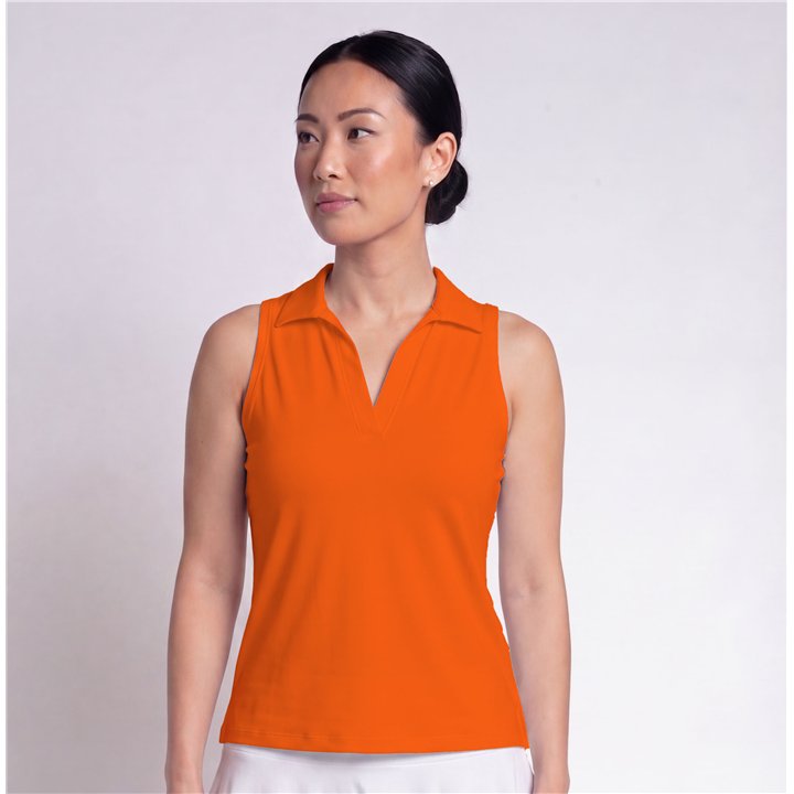 Collared Sleeveless Top - Tangerine Orange