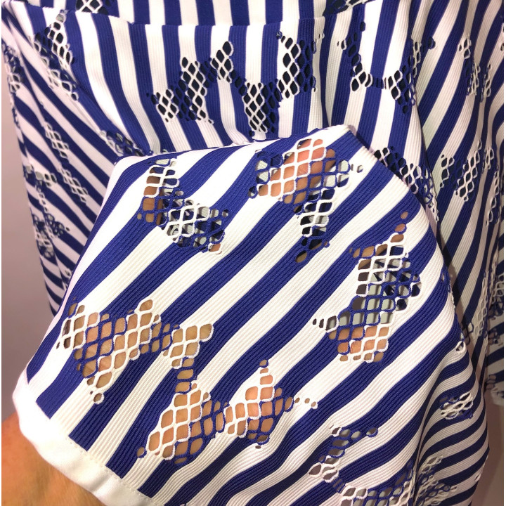Flounce - Navy and White Stripe Mesh