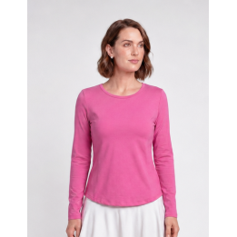 Long Sleeve Crew Neck Top - Barbie Pink