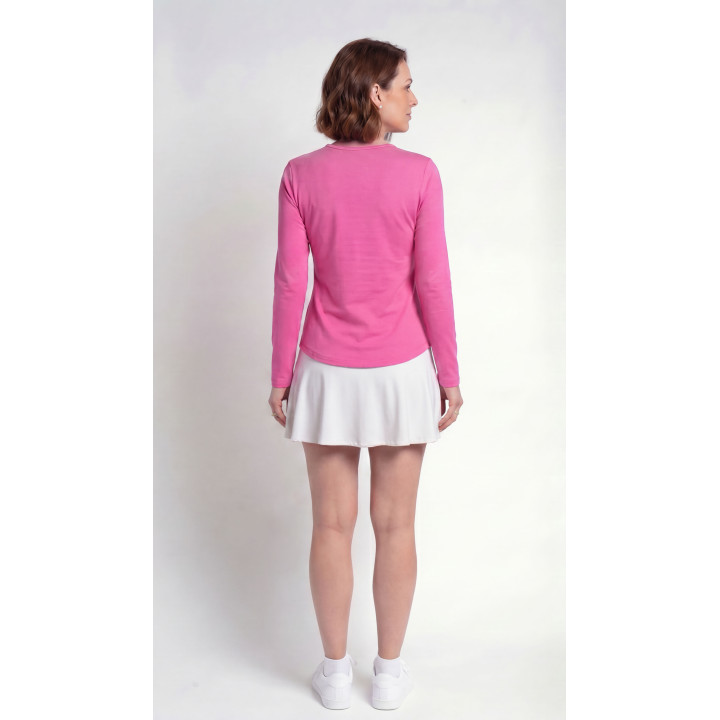 Long Sleeve Crew Neck Top - Barbie Pink