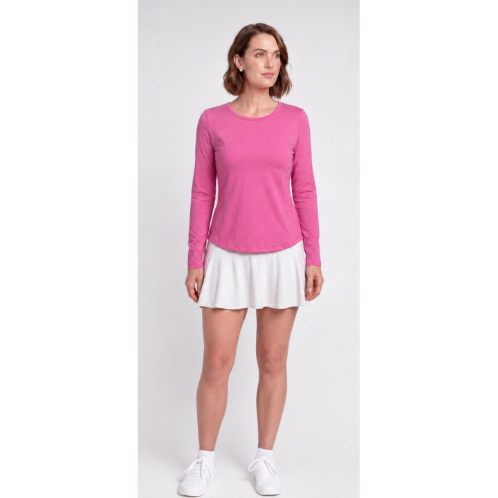Long Sleeve Crew Neck Top - Barbie Pink