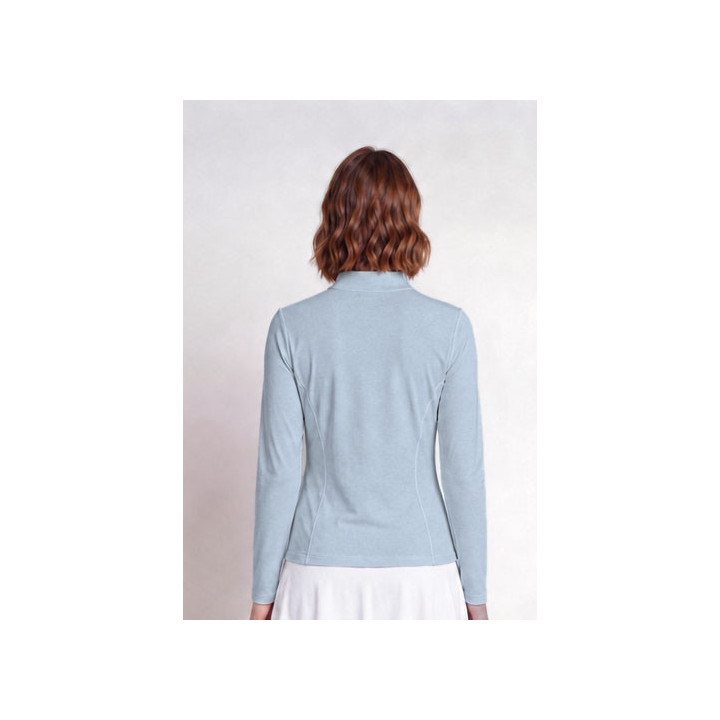 Long Sleeve Collared 3/4 Zip Front - Light Blue