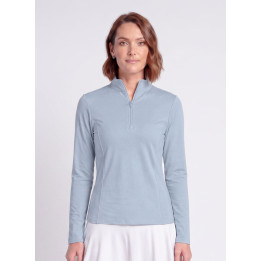 Long Sleeve Collared 3/4 Zip Front - Light Blue