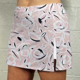 Side Slit Zipper Pocket Skort - Pink Petals
