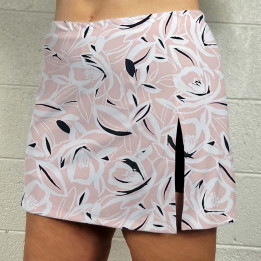 Side Slit Zipper Pocket Skort - Pink Petals