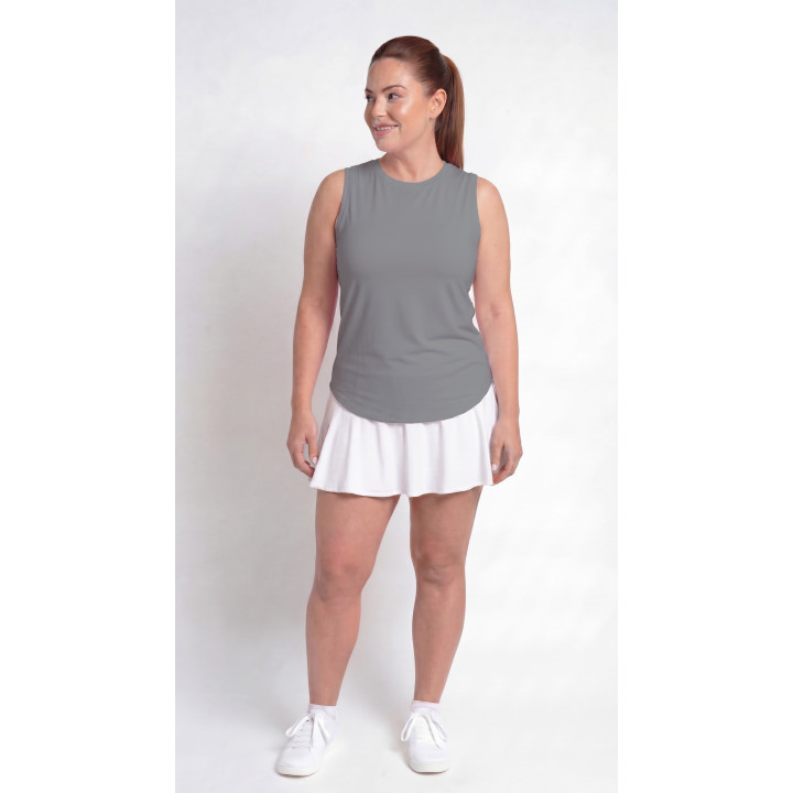 Hi-Neck Long Line Tank - Steel Grey