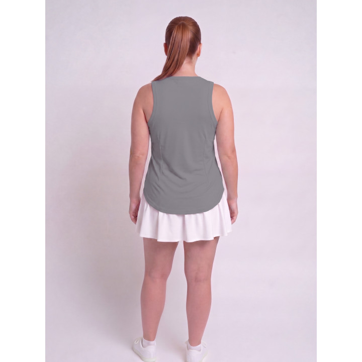 Hi-Neck Long Line Tank - Steel Grey