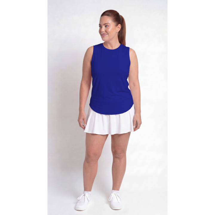 Hi-Neck Long Line Tank - Cobalt Blue