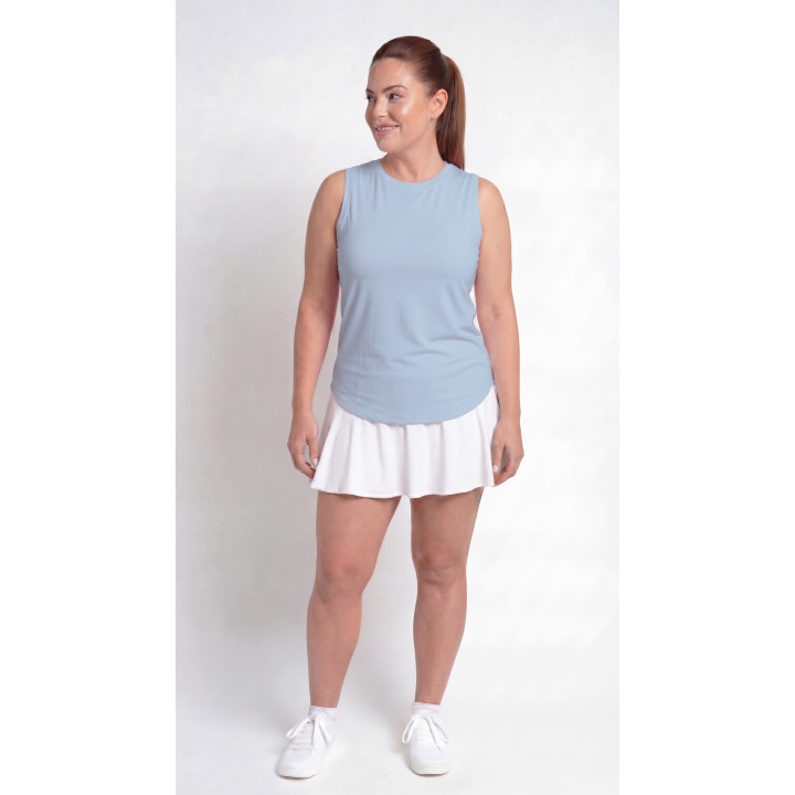 Hi-Neck Long Line Tank - Light Blue
